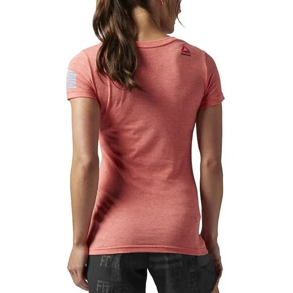 Reebok Women's Crossfit Graphic Crew FEF Red Tee Shirt AJ1776 - Picture 2 of 2
